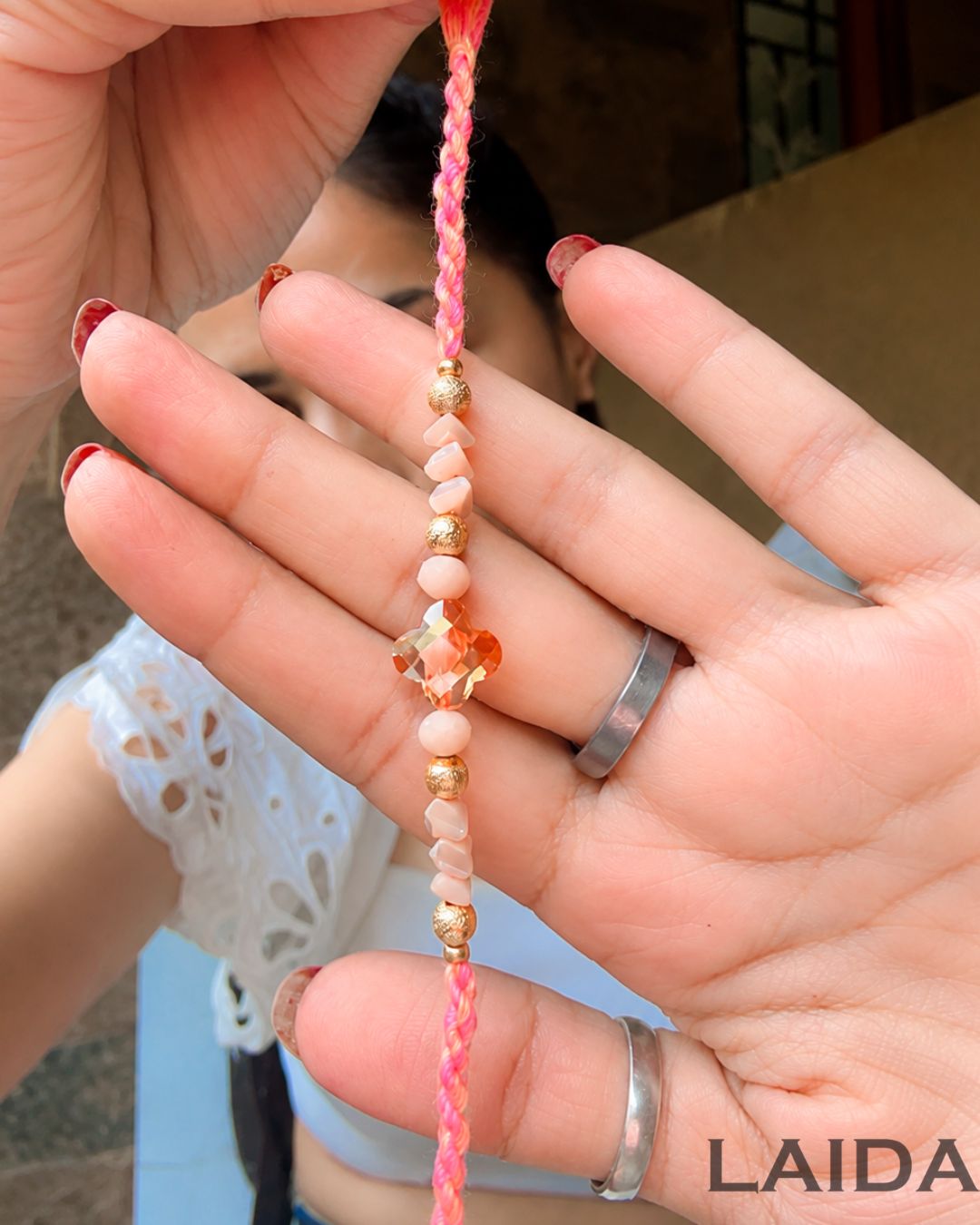 Handcrafted Pastel Resin Lumba Set - Rakhi