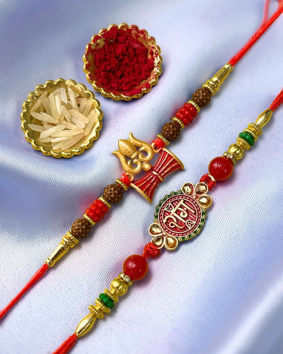 Set of 2 Rakhis - Ram and Trishul Rakhi
