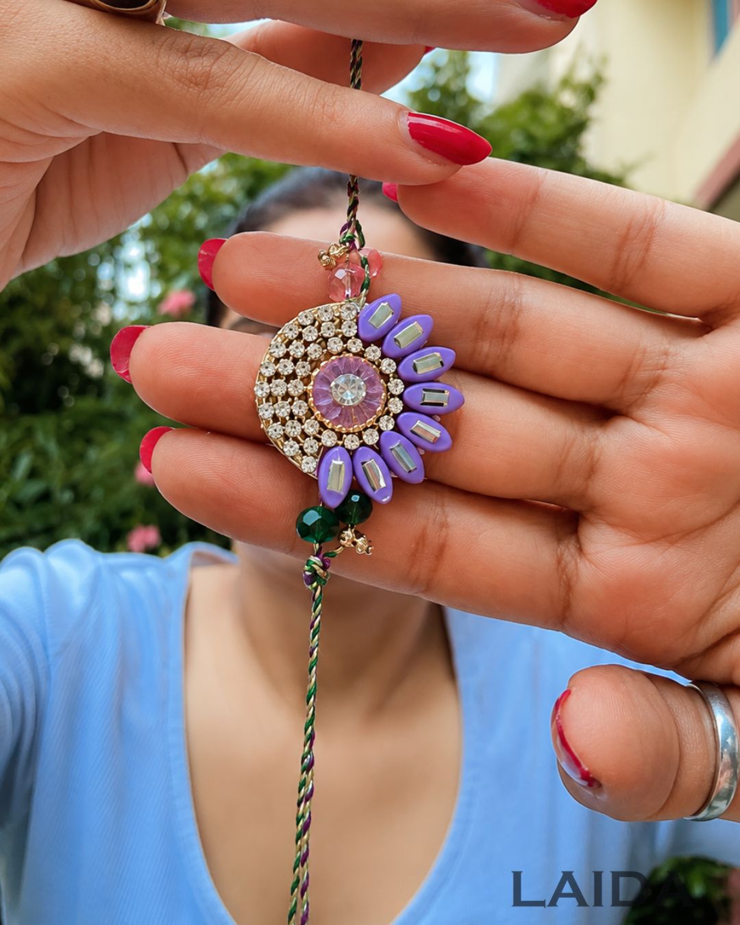 Handcrafted Colorful Beaded Tassel Lumba Set - Rakhi