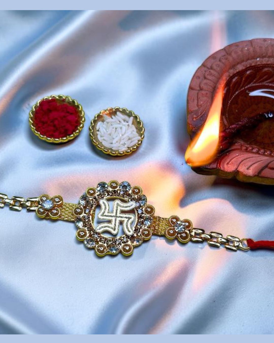 Swastik Rhinestone Rakhi
