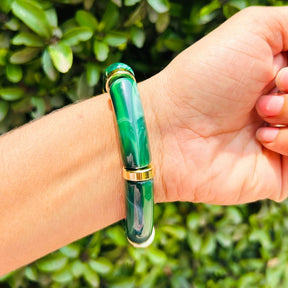 Vintage Acrylic Bracelet Set - Pink and Emerald Green