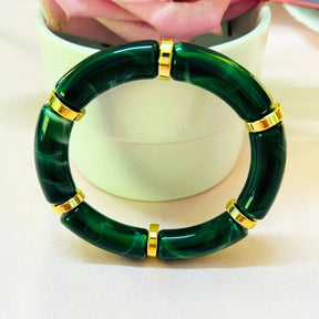 Vintage Acrylic Bracelet Set - Pink and Emerald Green