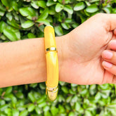 Vintage Acrylic Bracelet Set  - Yellow And Navy Blue