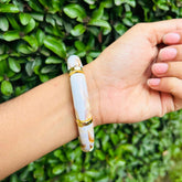 Vintage Acrylic Bracelet Set - Brown, Off-White and Turquoise