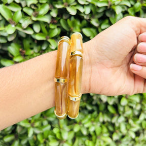 Vintage Acrylic Bracelet Set - Brown, Off-White and Turquoise