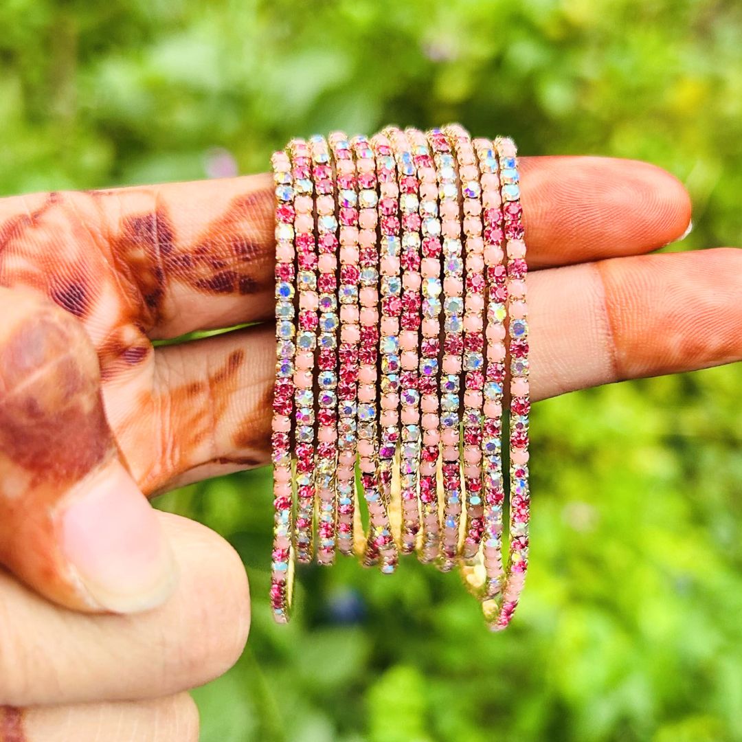 Stretchable  Peach Spark  Gold - Plated Bracelet - Pack of 12
