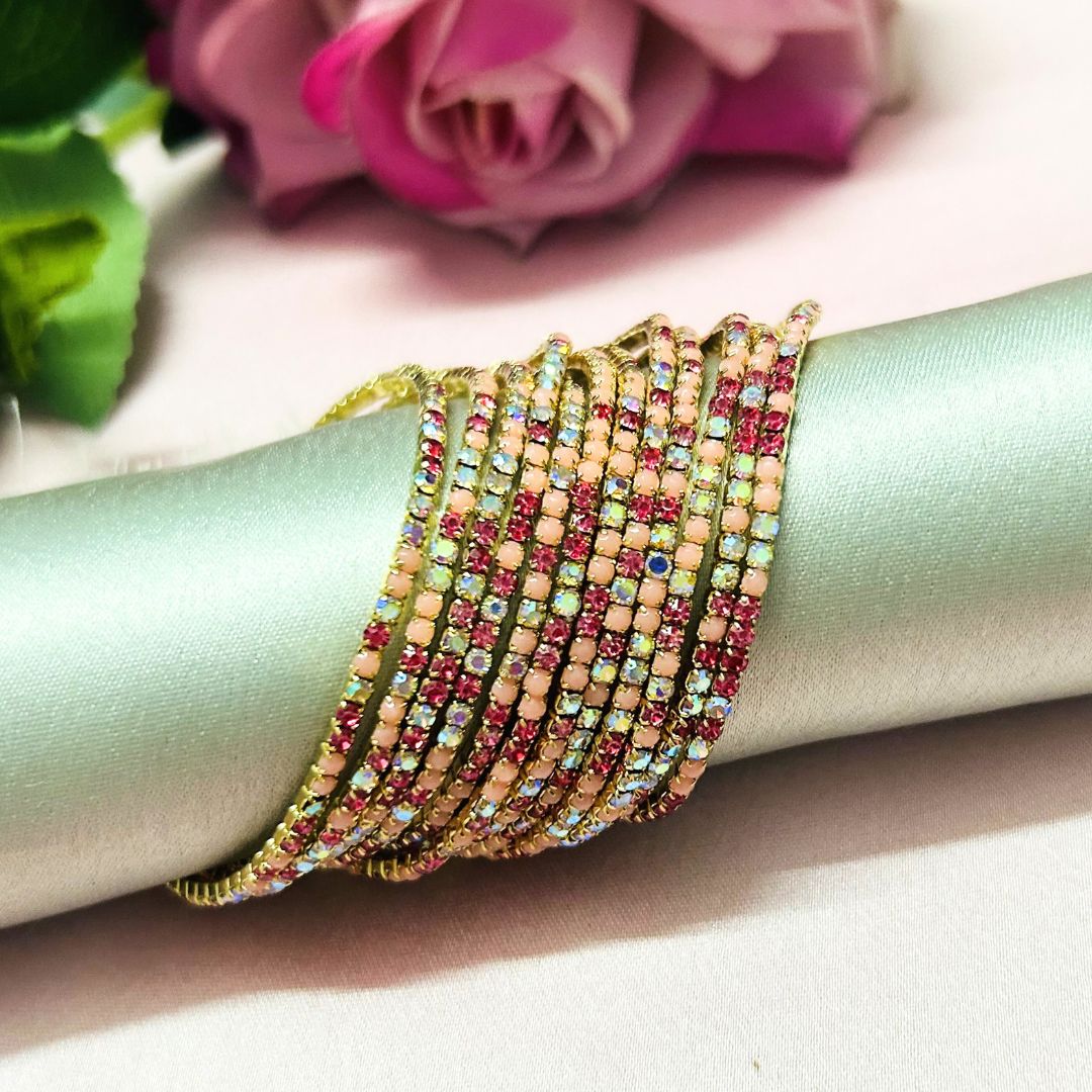 Stretchable  Peach Spark  Gold - Plated Bracelet - Pack of 12