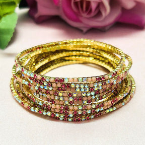 Stretchable  Peach Spark  Gold - Plated Bracelet - Pack of 12