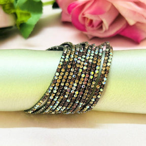 Stretchable Multi Pastel Rhodium - Plated Bracelet - Pack of 12