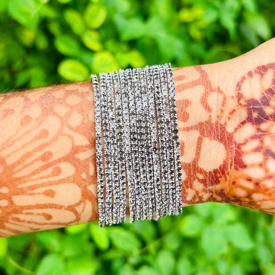 Stretchable Grey Silver - Plated Bracelet - Pack of 12