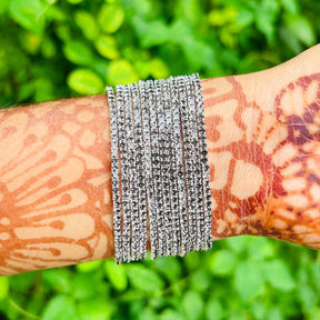 Stretchable Grey Silver - Plated Bracelet - Pack of 12