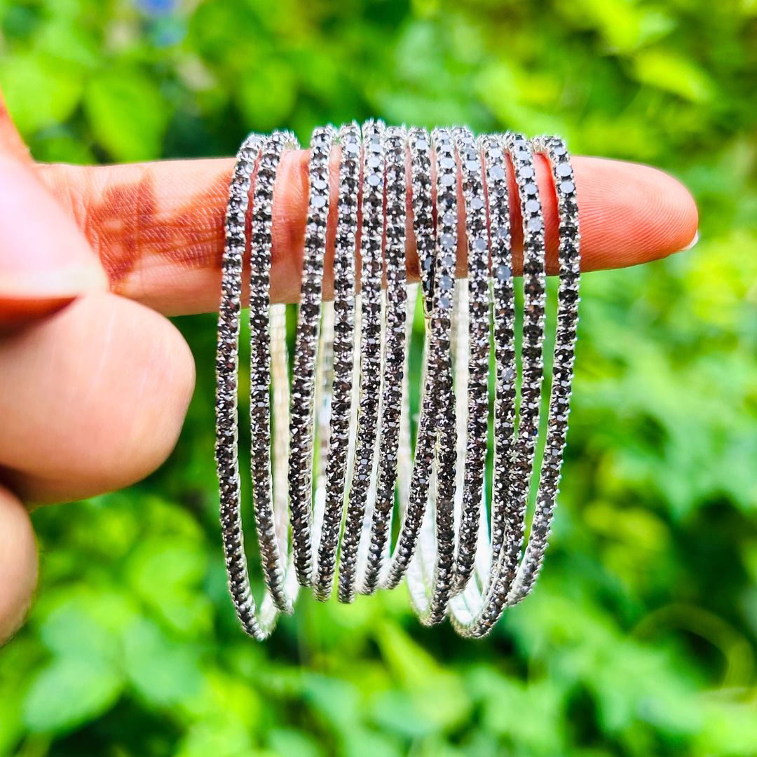 Stretchable Grey Silver - Plated Bracelet - Pack of 12
