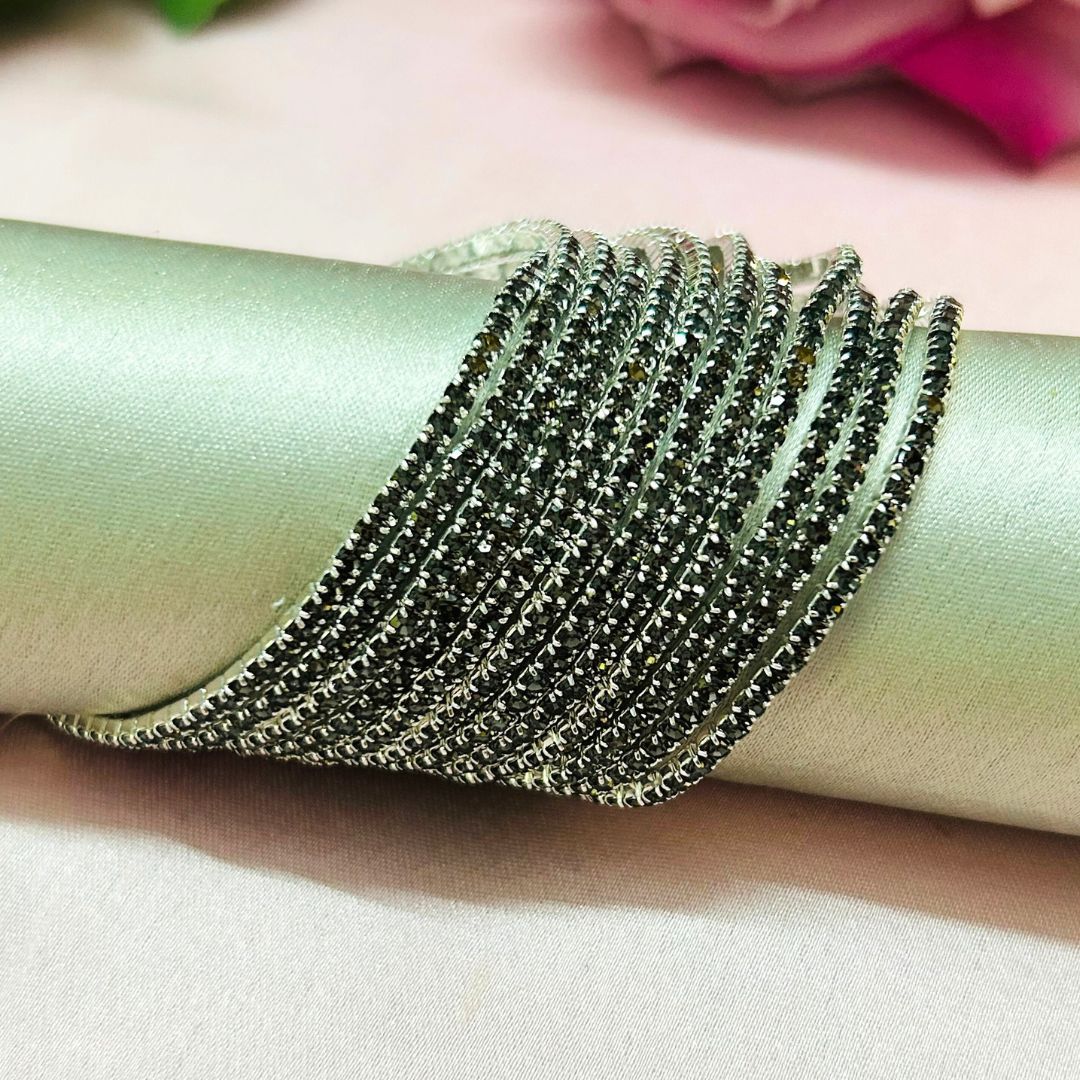 Stretchable Grey Silver - Plated Bracelet - Pack of 12