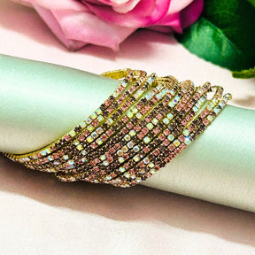 Stretchable Mix Maroon Gold Plated Bracelet - Pack of 12
