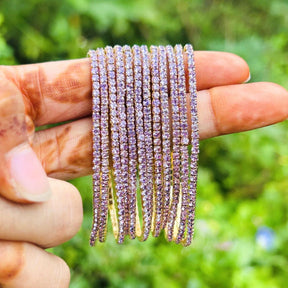 Stretchable Purple Gold - Plated Bracelet - Pack of 12