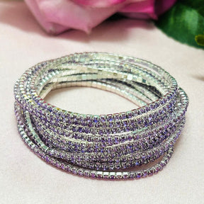 Stretchable Lavender Silver Plated Bracelet - Pack of 12