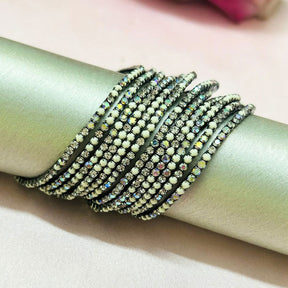 Stretchable White Moonstone Rhodium- Plated Bracelet - Pack of 12