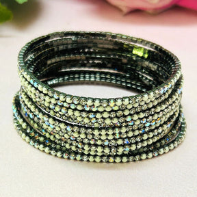 Stretchable White Moonstone Rhodium- Plated Bracelet - Pack of 12