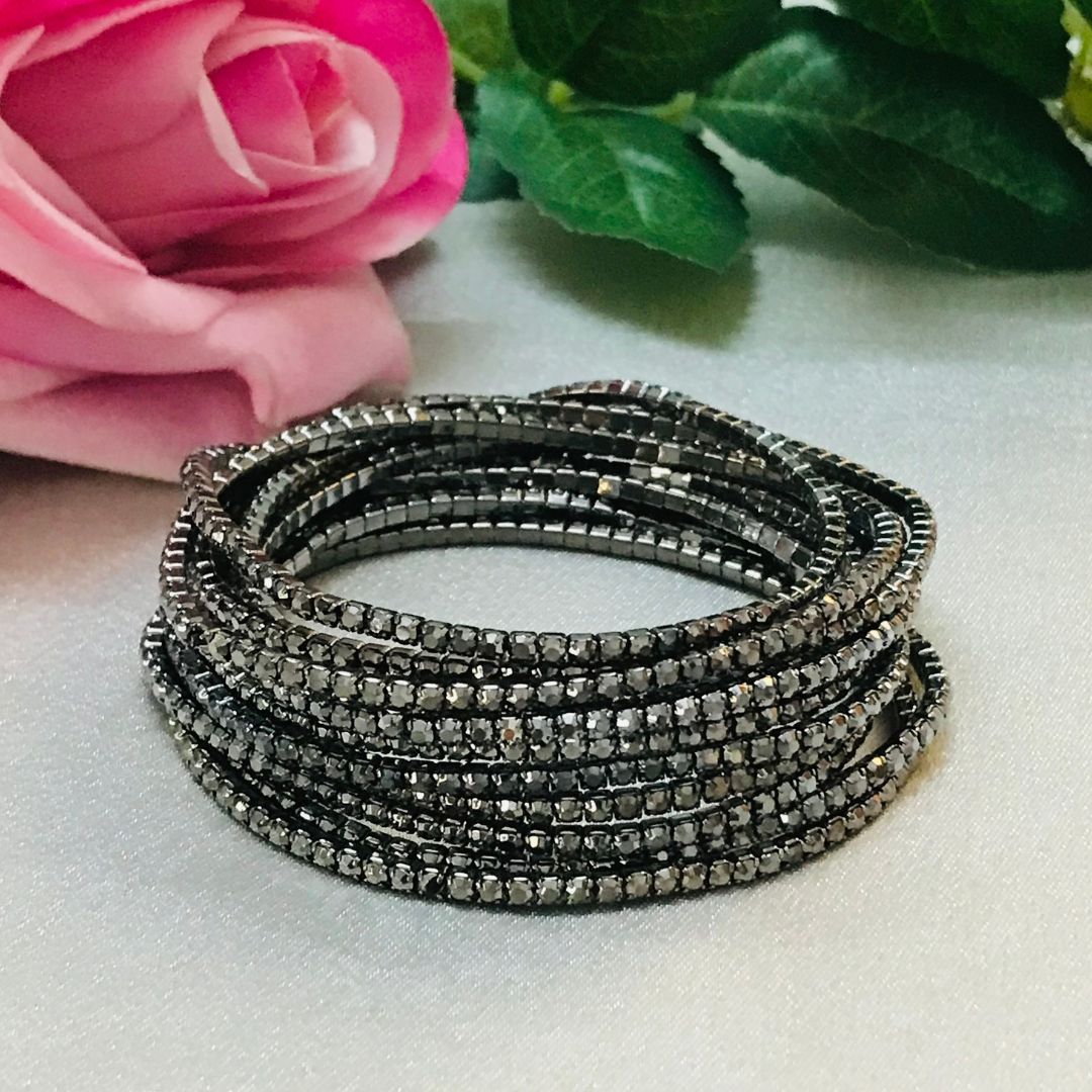 Stretchable Rhodium Bracelet - Pack of 12