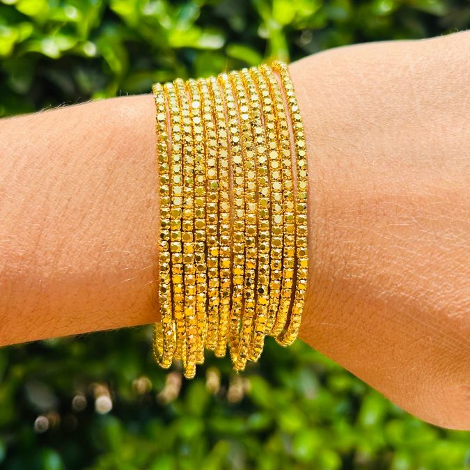 Stretchable Golden  Gold - Plated Bracelet