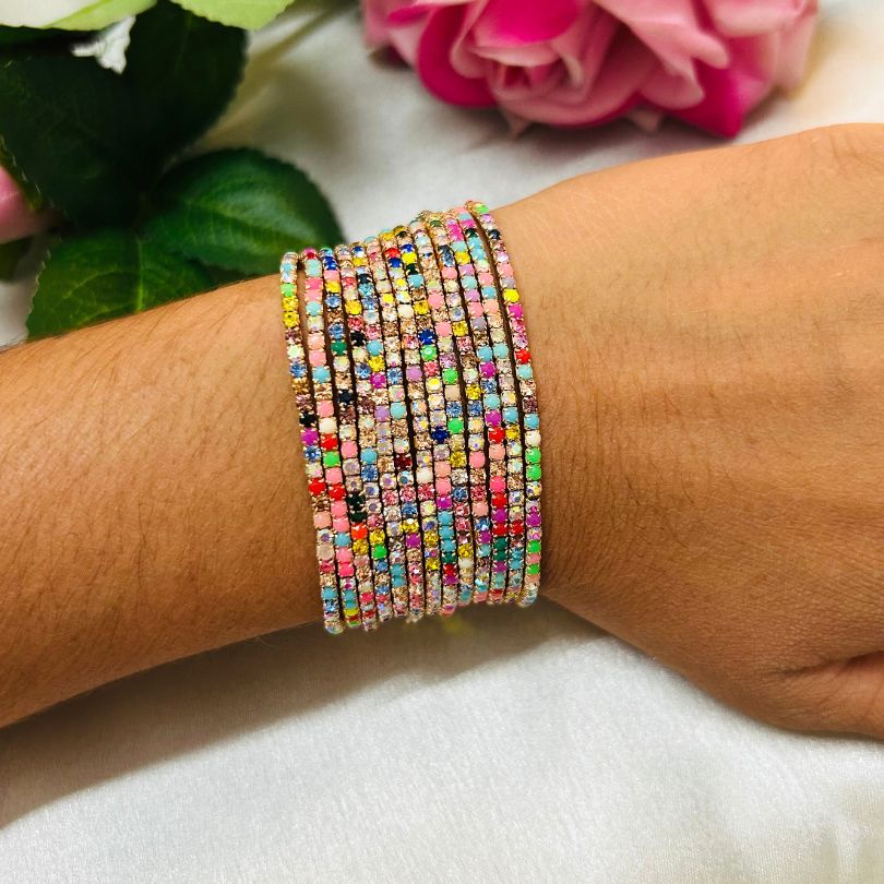 Stretchable Multi Gold - Plated Bracelet - Pack of 12