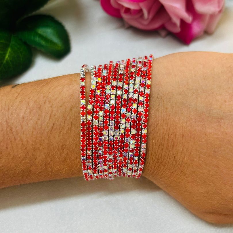 Stretchable Red Multi Bracelet