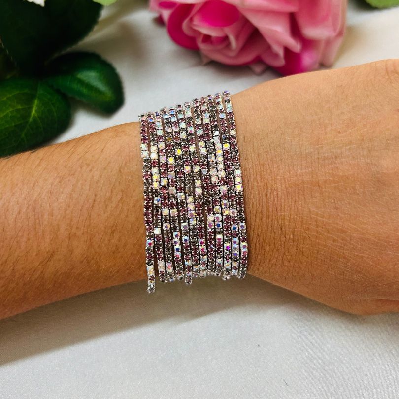 Stretchable Multi Maroon Bracelet - Pack of 12