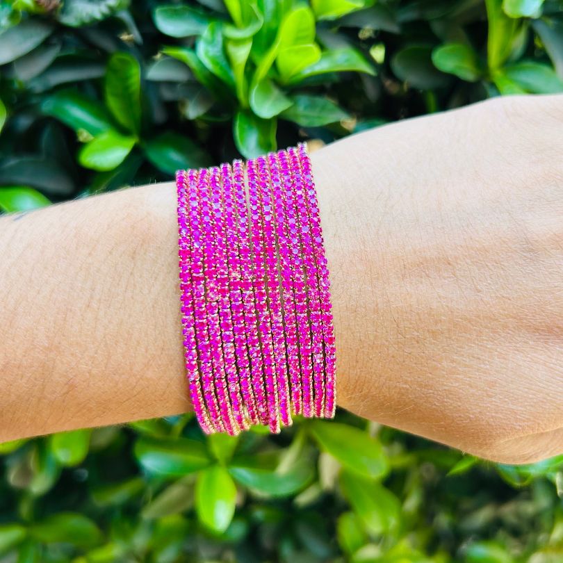 Stretchable Fuschia Pink Bracelet - Pack of 12