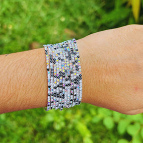 Stretchable Silver and Black -  Plated Bracelet - Pack of 12