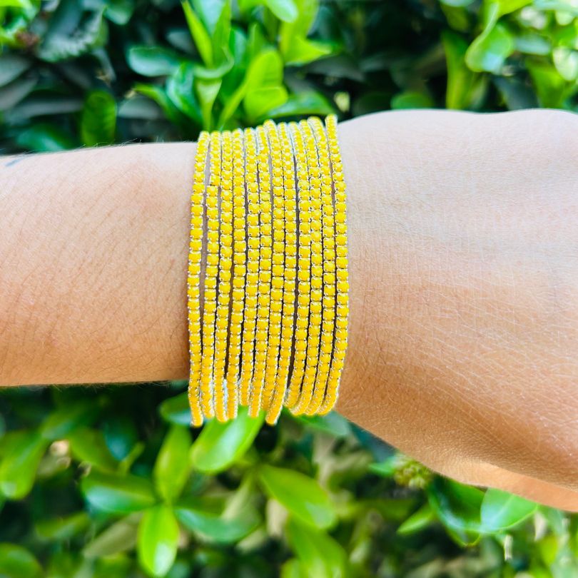 Stretchable Yellow Bracelet - Pack of 12