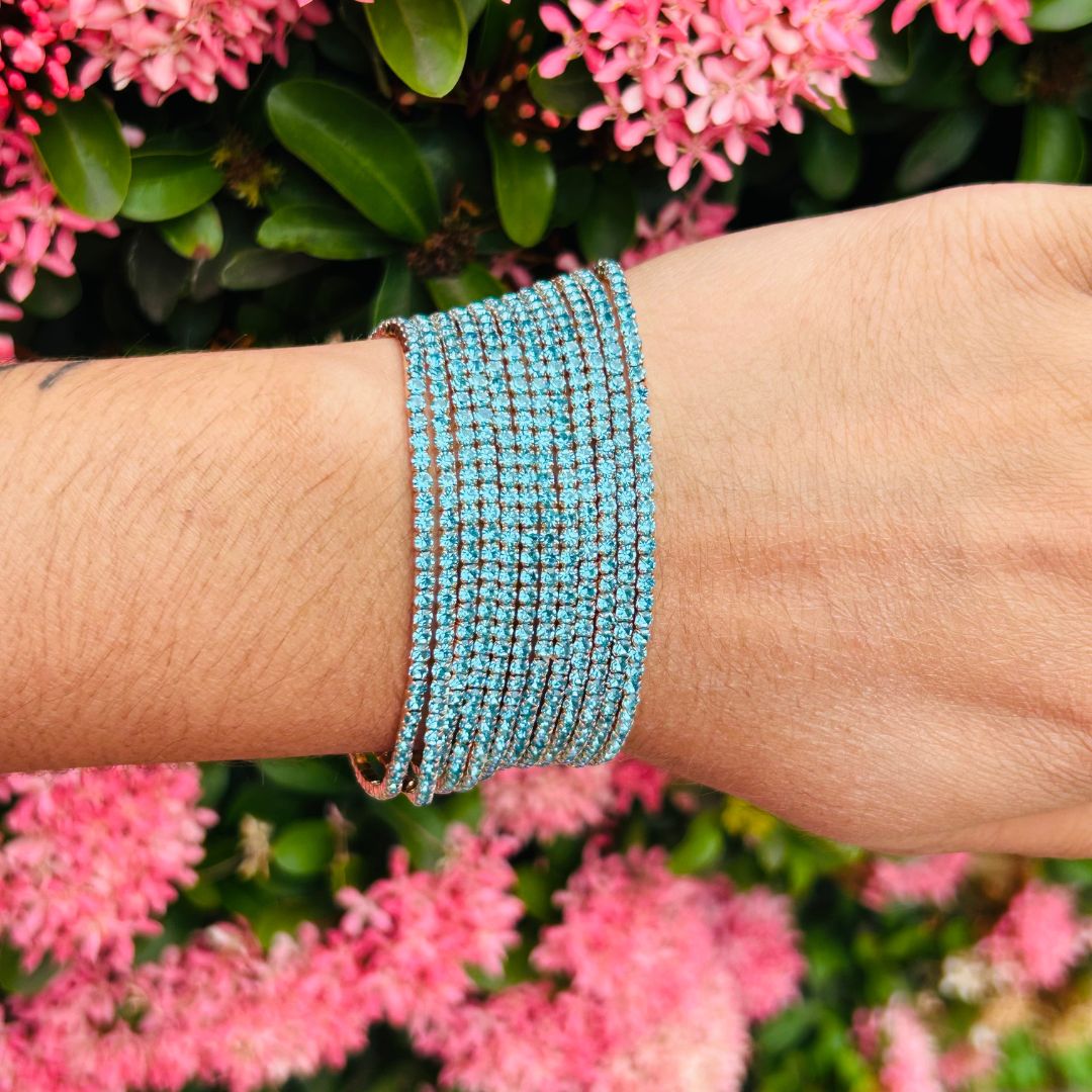 Stretchable Turquoise Gold -  Plated Bracelet - Pack of 12