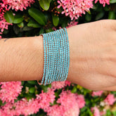 Stretchable Turquoise Gold -  Plated Bracelet - Pack of 12
