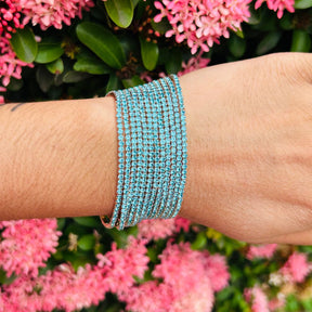 Stretchable Turquoise Gold -  Plated Bracelet - Pack of 12