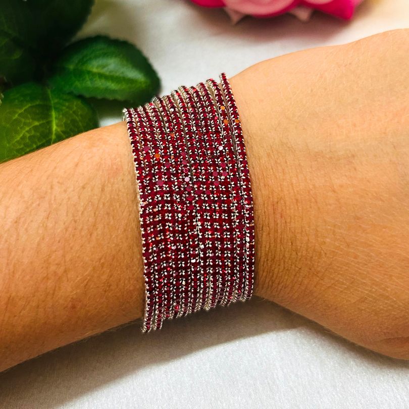 Stretchable Maroon Bracelet - Pack of 12