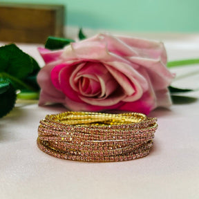 Stretchable Rose Gold Pink  -  Plated Bracelet - Pack of 12