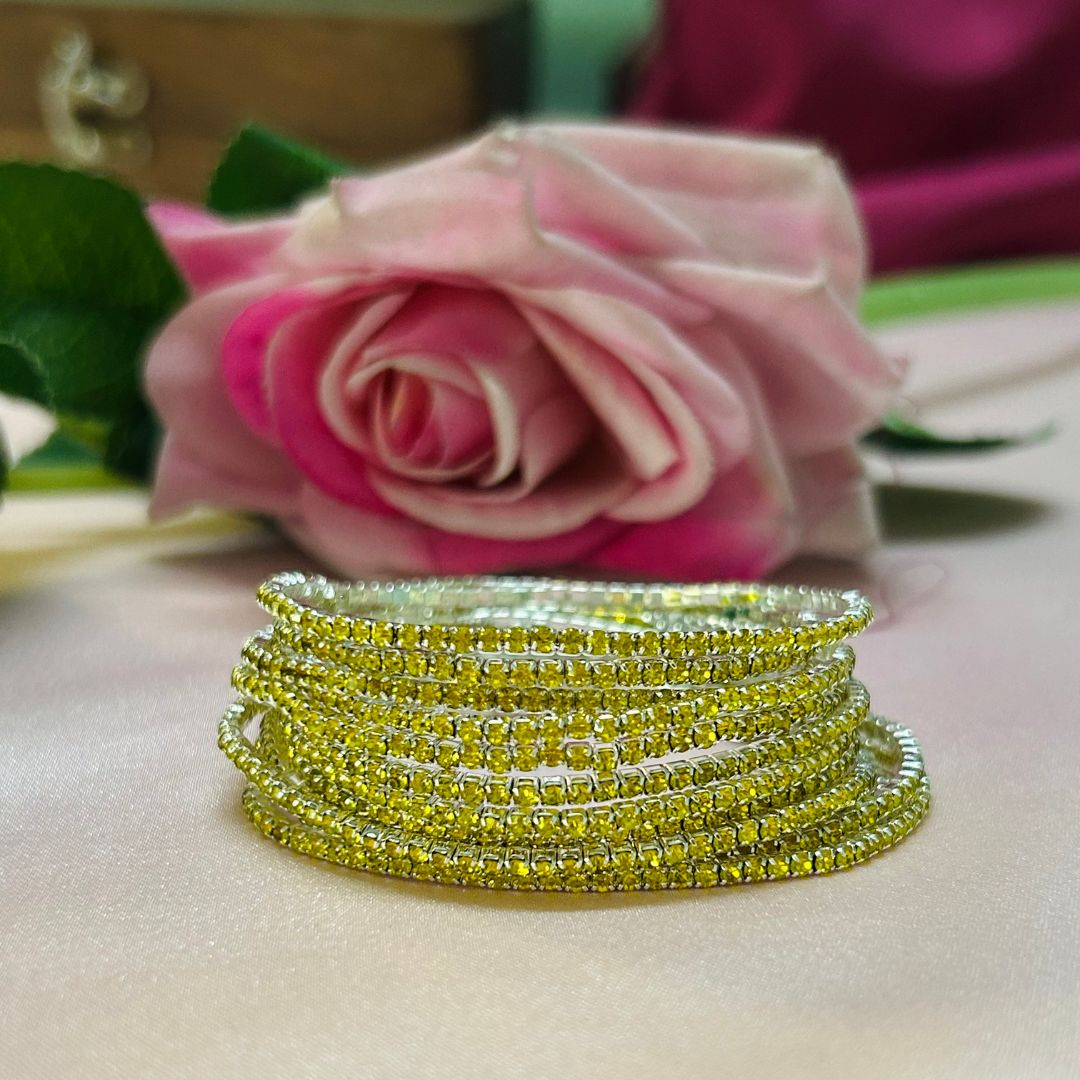 Stretchable Yellow Silver -  Plated Bracelet - Pack of 12