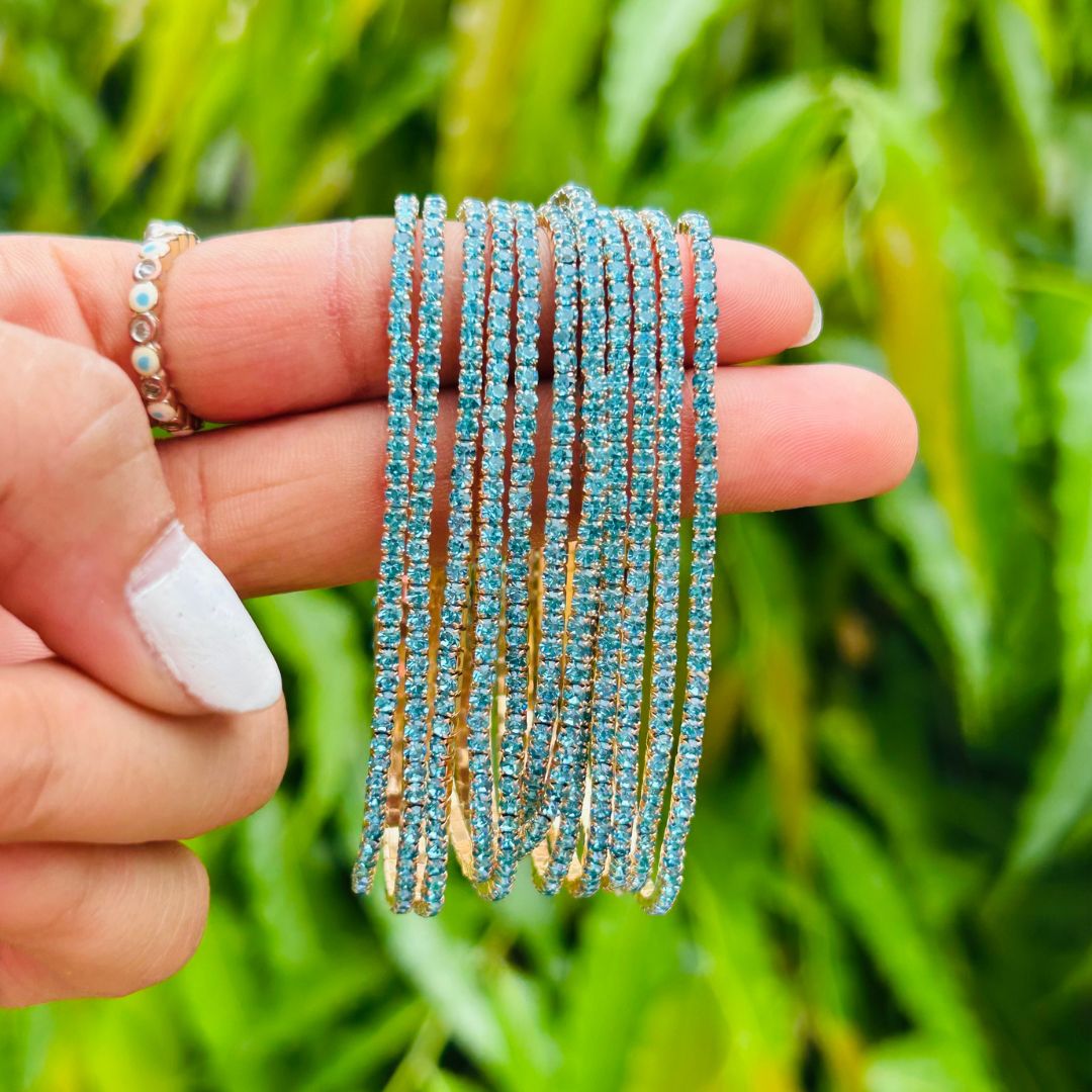 Stretchable Turquoise Gold -  Plated Bracelet - Pack of 12