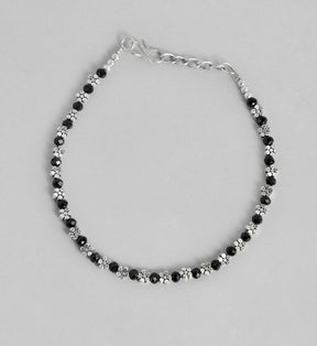 LAIDA Set of 2 German Silver Silver-Plated Oxidised Anklet