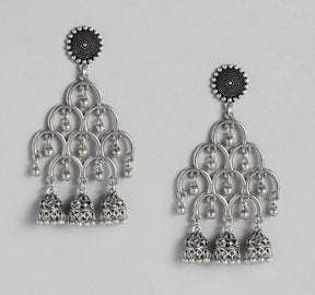 Silver-Plated Oxidised Quirky Drop Earrings