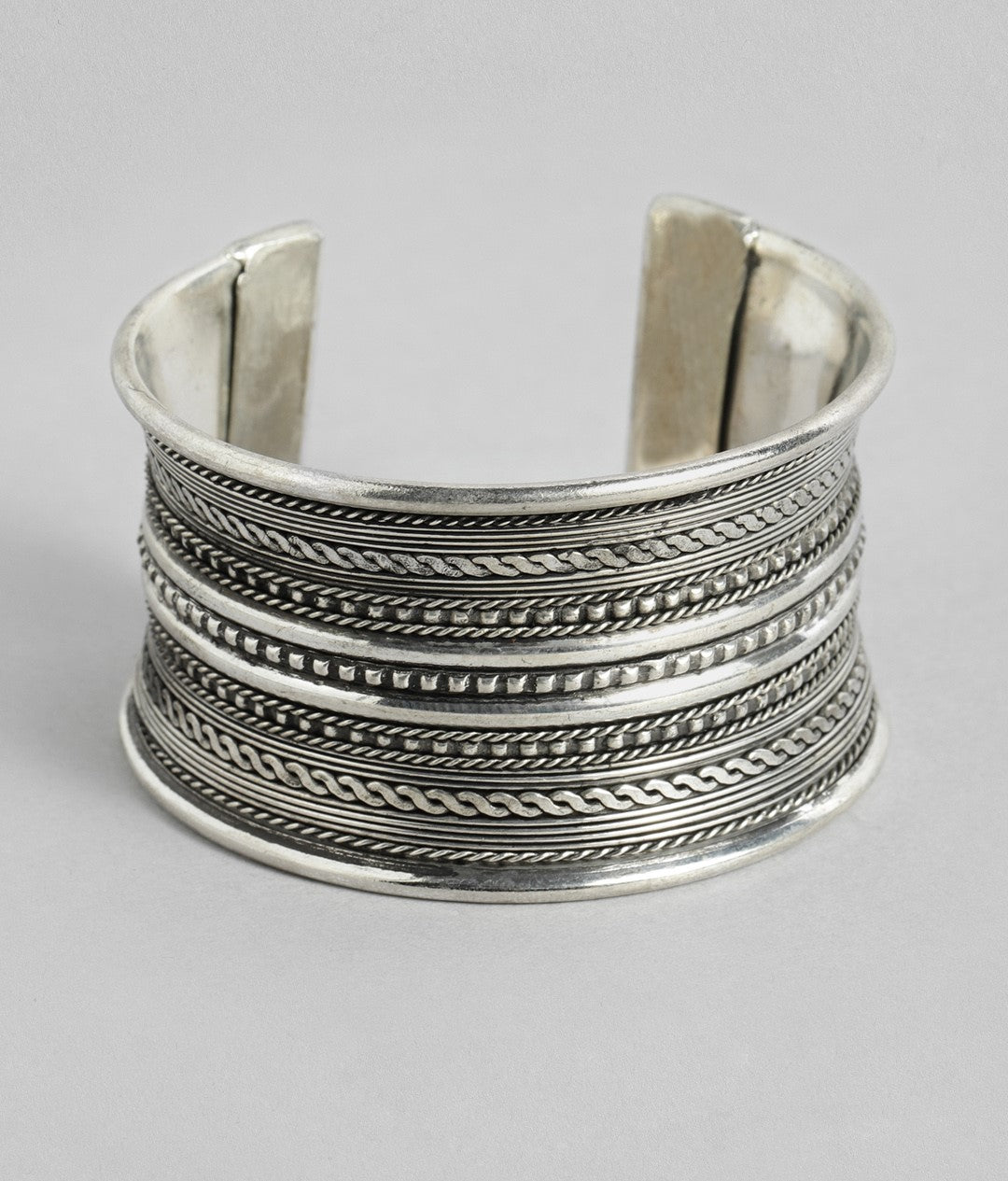 LAIDA Oxidised Silver-Plated Cuff Bracelet