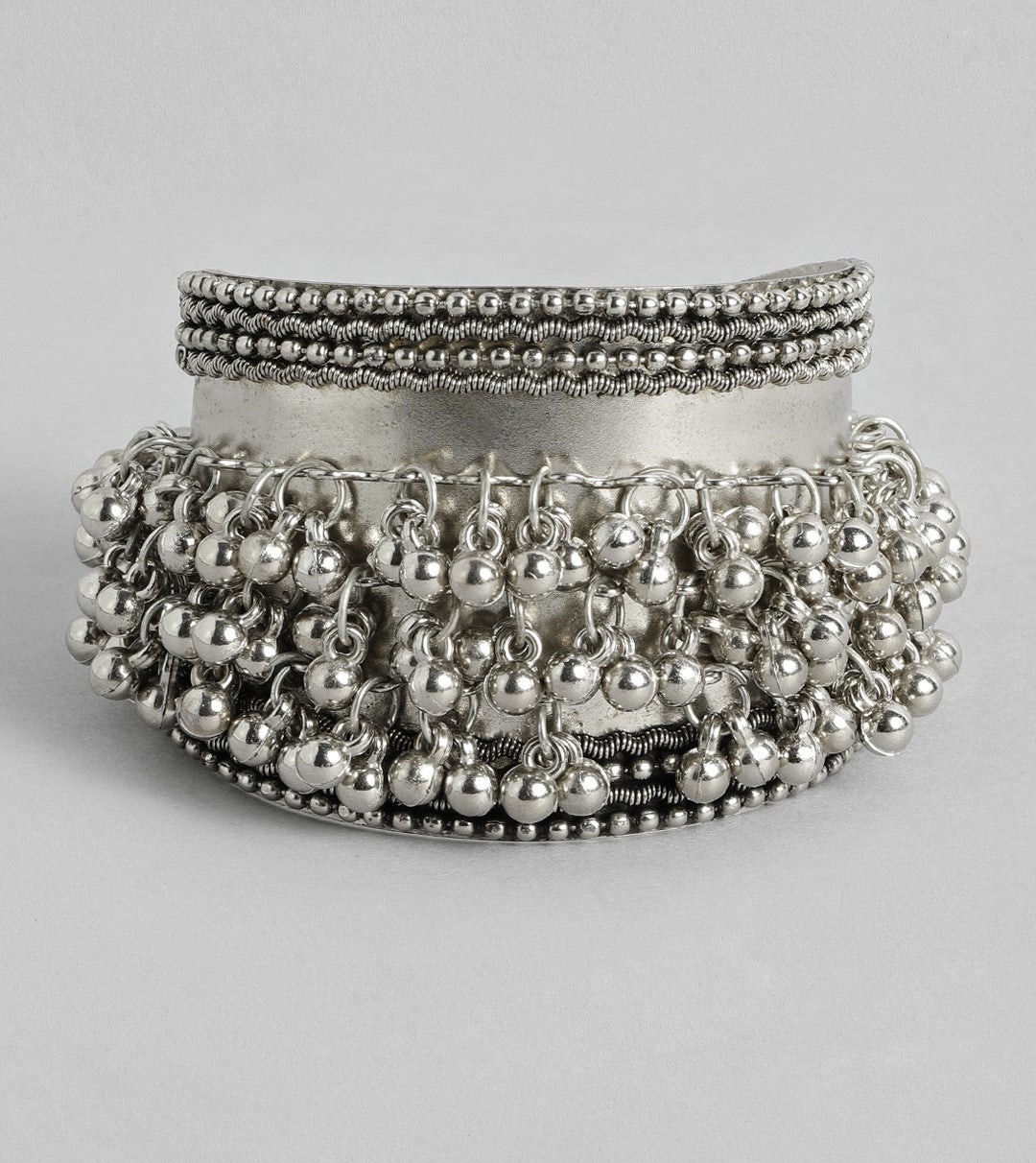LAIDA Women Oxidised Silver-Plated Cuff Bracelet