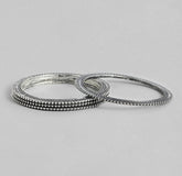 Laida Set of 4 Silver-Plated Oxidised Bangles