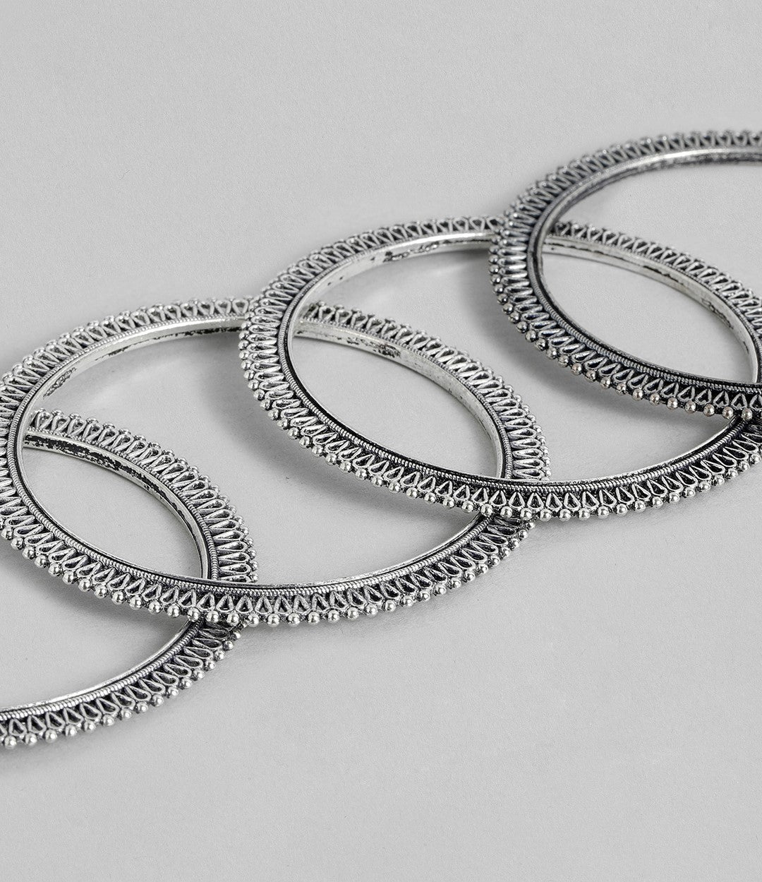 Laida Set of 4 Silver-Plated Oxidised Bangles