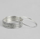 Laida Set of 8 German Silver Silver-Plated Oxidised Bangles