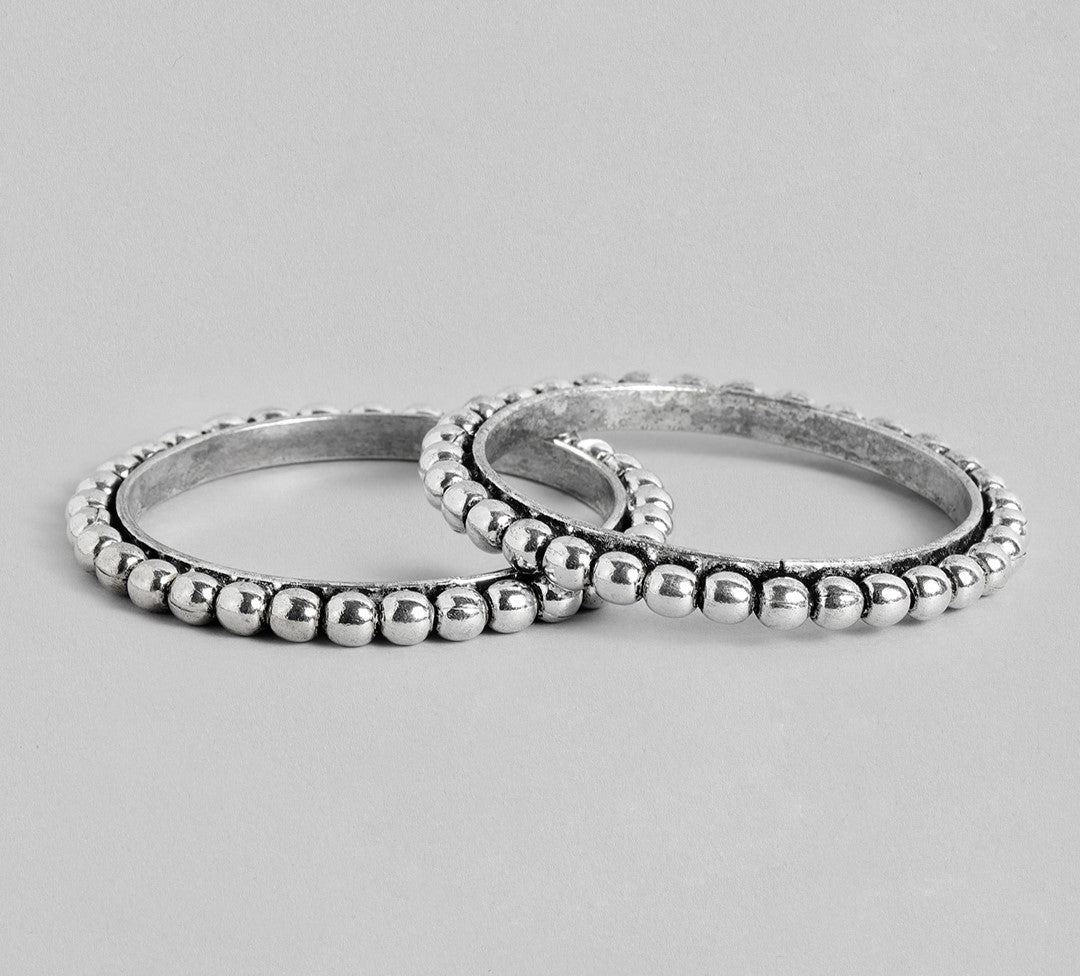 Laida Set of 2 Silver-Plated Oxidised Bangles