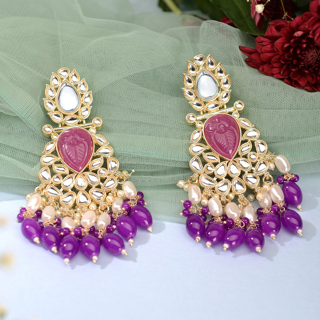 Buy Nakabh Antique GoldPlated Crystal Pink Stone Studded Drop Earrings for  Women Girls Online at Best Prices in India  JioMart