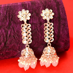 Rose Gold Plated Pink Jhumka