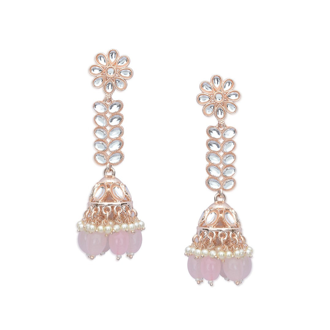 Rose Gold Plated Pink Jhumka