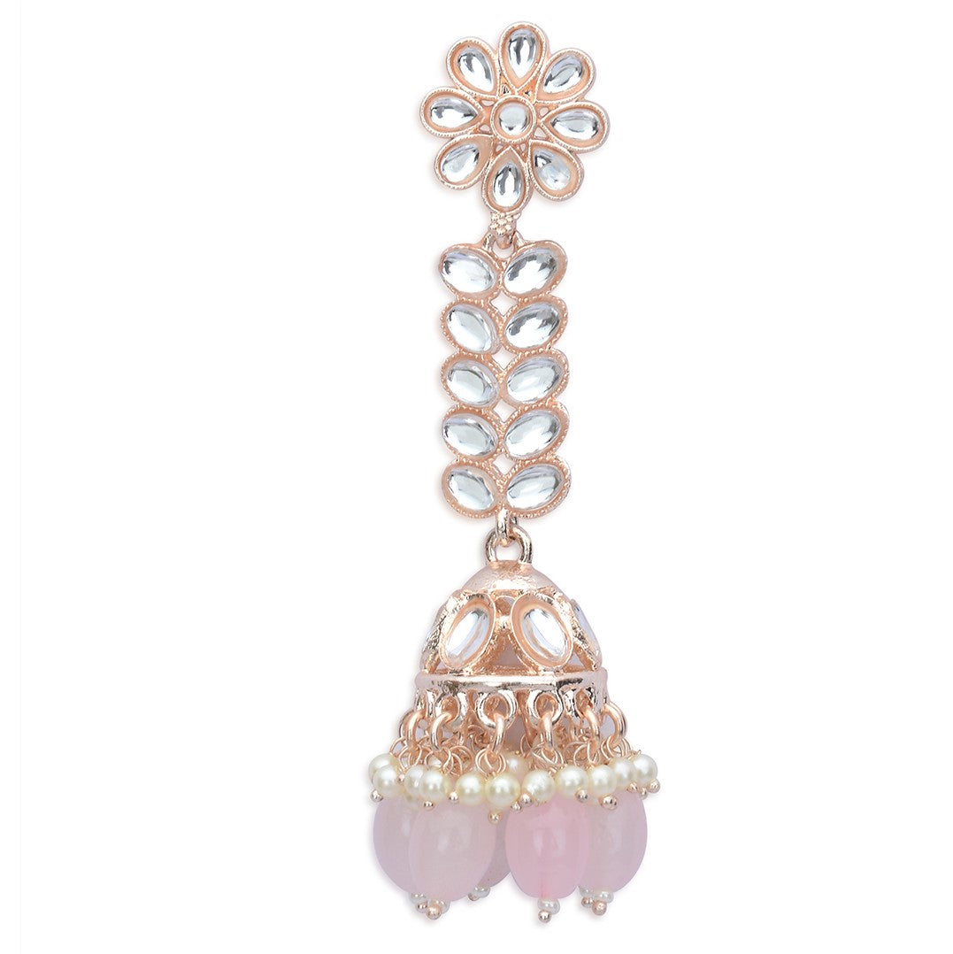 Rose Gold Plated Pink Jhumka