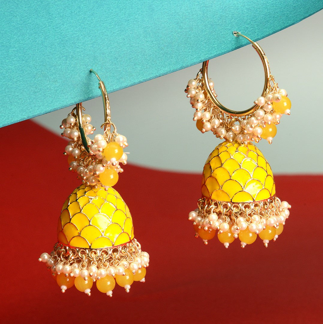 Yellow Classic Bali Jhumkas